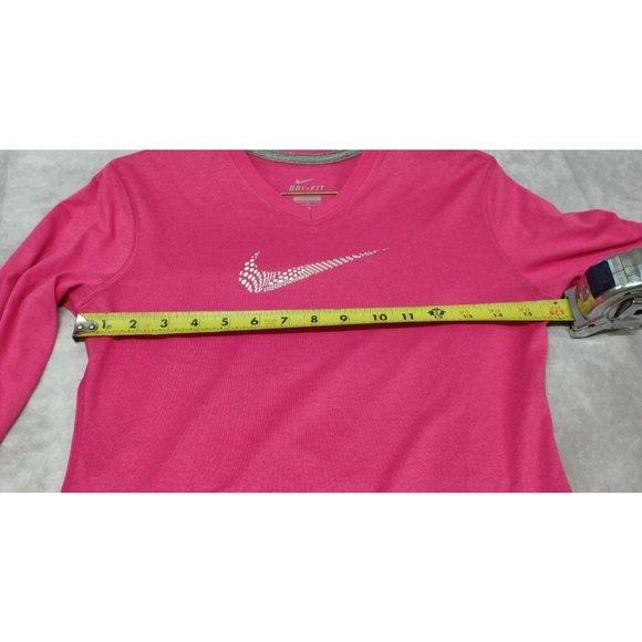 Nike Girl's Dri Fit Shirt Pink Sz L/ Stretch - Picture 4 of 5